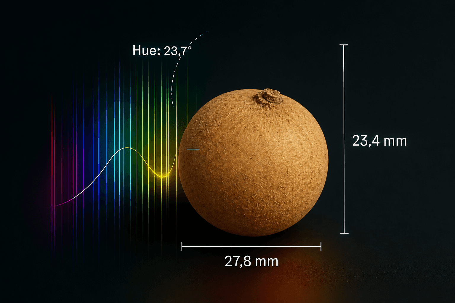 Longan precise measurement of size, colour, and defects